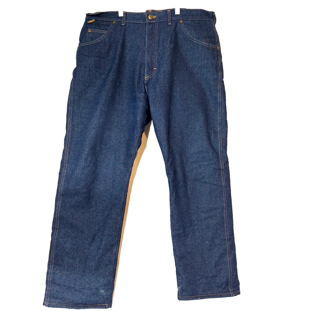 Wrangler Jeans Men 38x30 Blue Denim‎ Flannel Lined Straight Leg Chore workwear